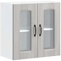 vidaXL Armoire de cuisine suspendue avec porte vitrée Kalmar Gris Sonoma Matériau dérivé du bois