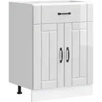 vidaXL Armoire basse de cuisine Lucca Blanc brillant Matériau dérivé du bois