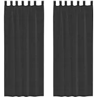 vidaXL Voile Rideaux avec patte 2 pcs. noir