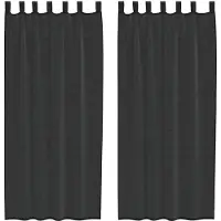 vidaXL Voile Rideaux avec patte 2 pcs. noir