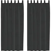 vidaXL Voile Rideaux avec patte 2 pcs. noir