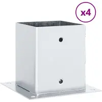 vidaXL Bases de poteau carrées 4 pcs argent 101x101 mm acier galvanisé