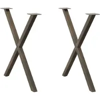 vidaXL Pieds de table de salle à manger en X 2 pcs. Acier naturel 80x(72-73) cm Acier