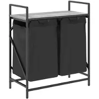vidaXL Panier à linge 2 compartiments avec étagère Gris Sonoma