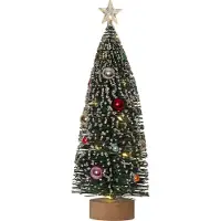 Star Trading Petit sapin de Noël décoratif, modèle "Decorini", orné, éclairage LED, fonctionne sur piles avec minuterie, couleur verte, hauteur 31 cm