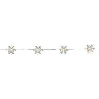 Star Trading Guirlande lumineuse décorative à piles « Snowstar », 20 flocons de neige à LED transparents, minuterie, blanc chaud, L 200 cm