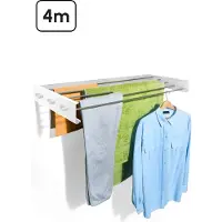 Bodo Étendoir pliable avec crochets de suspension - Blanc - Longueur de séchage 4m