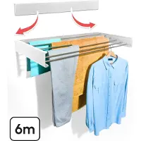 Bodo Séchoir pliable - Séchoir mural - 100 cm - Gabarit de perçage inclus - Modèle 2025 renouvelé - Séchoir à linge suspendu - Dépliable - Mural - Suspendable - Longueur de séchage 6m - Blanc