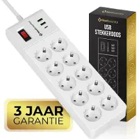 MostEssential Premium Prise 13 plis - Rallonge 2M - 230V - Antidérapant - Blanc