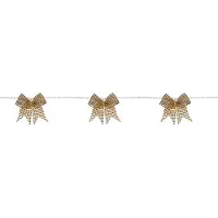 Star Trading Guirlande lumineuse décorative à piles « Bowie », 20 nuds en tissu doré, LED, minuterie, lumière blanche chaude, L 200 cm