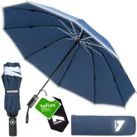 Nohrd Parapluie tempête - Bleu - Parapluie pliable - Résistant à la tempête 108 km/h - Parapluies tempête - Pliage et dépliage automatique - Réfléchissant - Parapluies - Housse de protection incluse