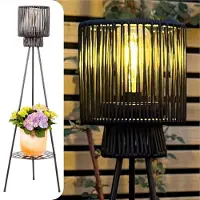 GADGY Lampe solaire de jardin Lampe de sol Terrasse - Lampe d'extérieur à énergie solaire Balcon et jardin - Lampe de jardin à trépied Led extérieur avec connexion USB - Lanterne pour éclairage