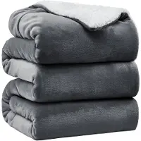 VAIVE Couverture de luxe en polaire Sherpa 220x240 cm - Super douce - Plaid pour le canapé, le lit ou la décoration du salon - Couvertures - Plaids - Couverture - Gris