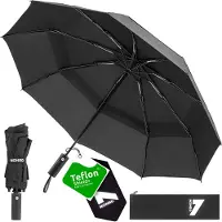 Nohrd Parapluie tempête - Noir - Parapluie pliable - Perméable au vent - 140 km/h - Parapluies tempête - Pliage et dépliage automatique - Parapluies - Housse de protection incluse