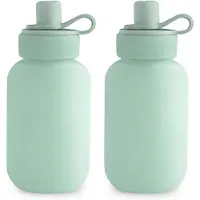 Mushie Silicone Puree Pouch gourdes réutilisables en silicone pour purée et compote Cambridge Blue 2 pcs