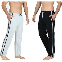 Pierre Calvini - Pantalon de survêtement homme - 2 Pack - Noir Gris - Taille M