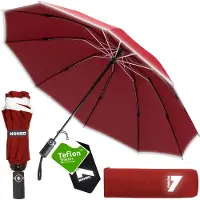 Nohrd Storm Umbrella - Bordeaux Red - Parapluie pliable - Stormproof 108 km/h - Parapluies tempête - Pliage et dépliage automatique - Réfléchissant - Parapluies - Housse de protection incluse
