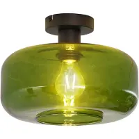 QAZQA Plafonnier rétro noir avec verre vert - Bizle