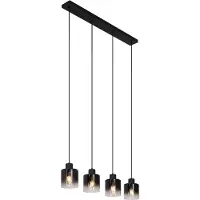 QAZQA Suspension moderne noire avec verre fumé 4 lumières - Dame