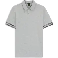 BOSS Polo Slim en coton avec bas de manches à rayures