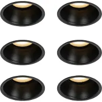 QAZQA Ensemble de 6 spots encastrés noirs GU10 50 mm IP44 - Dept