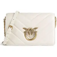 Pinko Cuir sac à épaule bandoulière sac à épaule Love Click Classic Sheep Nappa Big Chevron White - Antique Gold écru