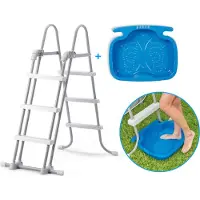 Intex Echelle de sécurité deluxe avec bain de pieds pratique pour piscine jusqu'à 107 cm de haut
