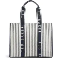 Ted Baker sac shopper sac à épaule Hayllee Striped Canvas Large Icon Bag Navy écru