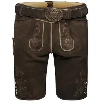 Krüger Collection Pantalon folklorique ' Kuno ' écru / brun foncé / bordeaux