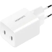 Mobiparts GaN Wall Charger Dual USB-C 35W blanc (35 W), Chargeur USB, Blanc