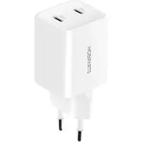 Mobiparts GaN Wall Charger Dual USB-C 35W blanc (35 W), Chargeur USB, Blanc