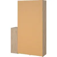 Ebuy24 Kimmy armoire ouverte, avec rideau, 2 tiroirs, meuble à chaussuresReproduction noyer, blanc, rideau gris clair.