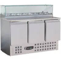 CombiSteel Table à pizza 136 cm avec plateau en granit – 3 portes, compartiment réfrigéré pour bacs GN