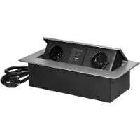 ORNO OR-GM-9035/G bloc rabattable encastré, 2x 230V, 2x USB (type A+C ; 3.6A), argent
