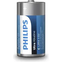 Philips Batterie Ultra Alcaline LR14E2B/10, format C, 1,5V, lot de 2 pièces