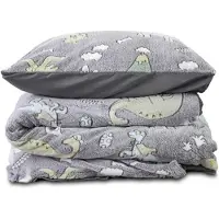 Sleeptime Glow in the Dark Dinosaurs Housse de couette - 140x200/220 + 1 taie d'oreiller 60x70 - Gris