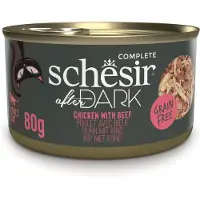 Schesir 12x80g After Dark poulet & bœuf nourriture pour chats humide
