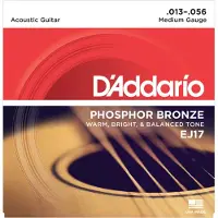 Daddario EJ17 Cordes en bronze phosphoreux pour guitare acoustique Medium 13-56
