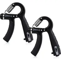 Faas Entraîneur réglable pour les mains - Jeu de 2 - 5 à 60 KG - Entraînement des doigts - Pressage des mains - Entraînement à la préhension - Noir