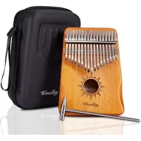 Woodley Ensemble de kalimba - 17 notes - Piano à pouces - Instrument de musique - Bois de bambou - Etui de rangement étanche inclus