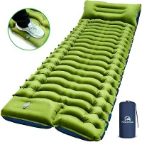 Travelhawk Matelas de couchage - Matelas de camping - Matelas de couchage - Lit pneumatique avec pompe intégrée - Matelas de couchage 1 personne - Système de clic - Vert