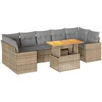 vidaXL Ensemble de jardin canapé 8 pièces avec coussins Beige Poly Rattan