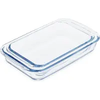 Relaxdays Set de 2 plats à four, Plat à gratin, Transparent