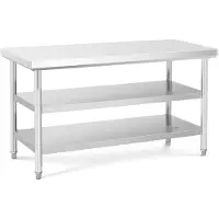 Royal Catering Table de travail inox - ECO - 150 x 70 cm - 500 kg - étagère intermédiaire -
