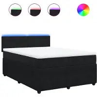 vidaXL Lit boxspring avec matelas noir 140x190 cm velours