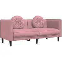 vidaXL Canapé 2 places avec coussins rose velours