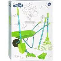 Small Foot Kit de jardin - Enfant - Brouette - Vert - A monter soi-même - Accessoires inclus