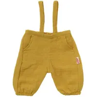 Heless Salopette de poupée 100 % coton bio, jaune miel, avec t-shirt blanc, 2 pièces, taille 28 35 cm
