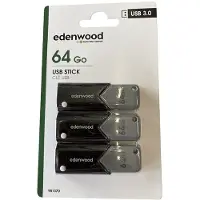 EDENWOOD Pack De 3 Clés 3.0 Usb 64go - Total 192go