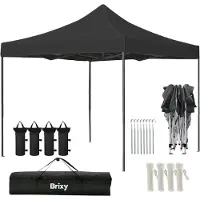 Brixy Tente de fête - Pliable - Etanche - 3x3m - H280/310cm - Noir